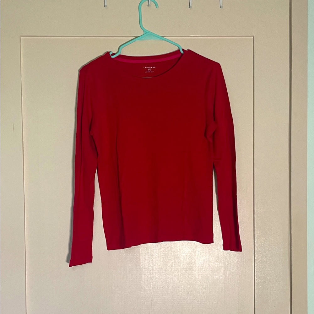 Lands' End Women's Long Sleeve Crewneck Top - Red